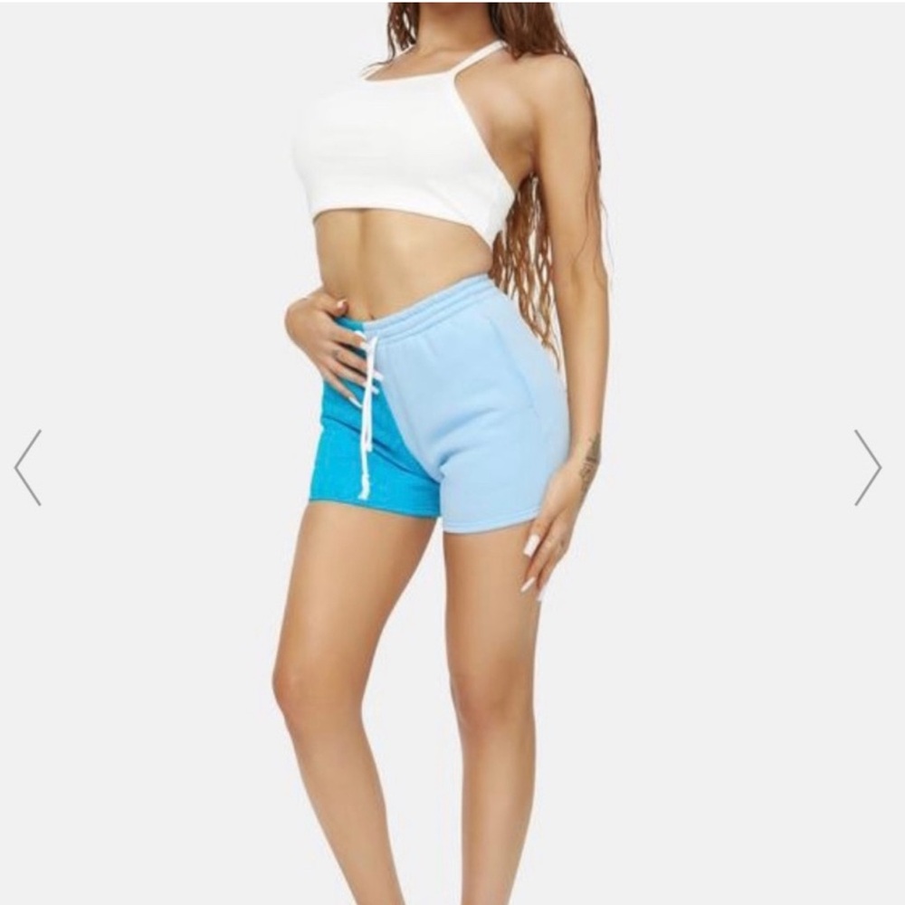 Blue Two Toned Sweat Shorts